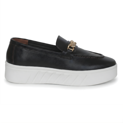Fifify Urban Luxe Chain Lazy Loafers in Jet Black