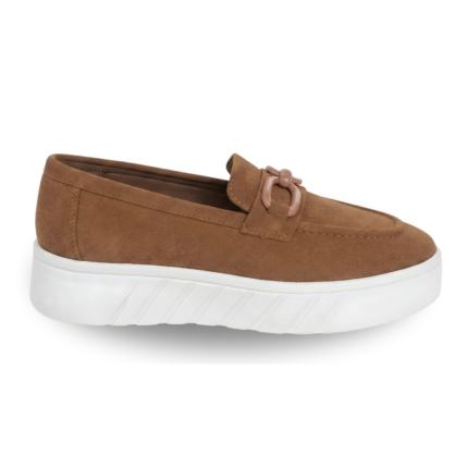 Fifify Textured Horsebit Loafers in Mustard Brown