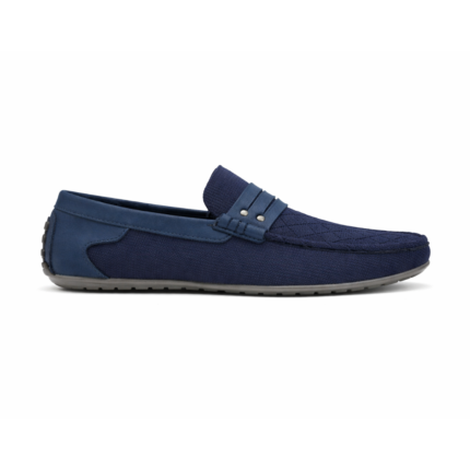 Fifify Signature Textured Executive Moccasins in Royal Navy