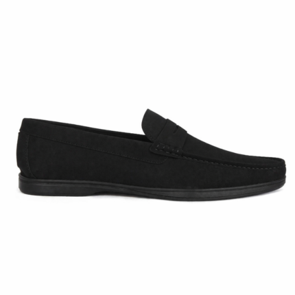 Fifify Signature Suede Moccasins in Jet Black